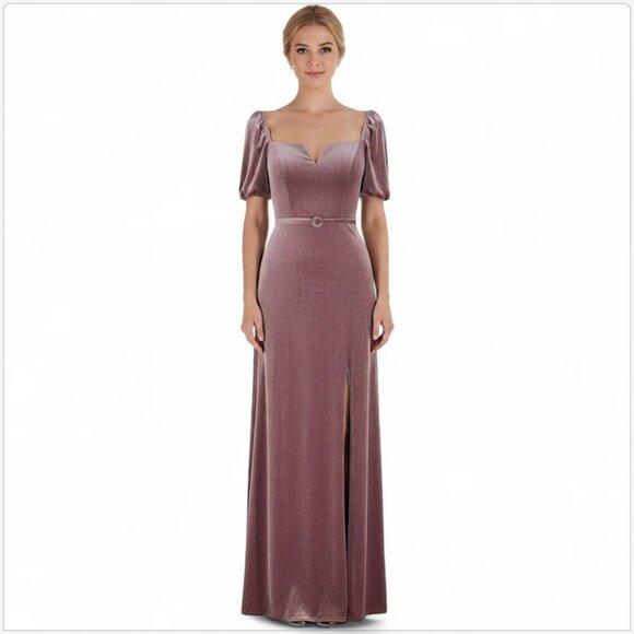 Mori Lee Dresses & Skirts - Morilee Mori Lee Desert Rose Velvet Stretch Pouf Sleeve Off Shoulder Dress NWT 4